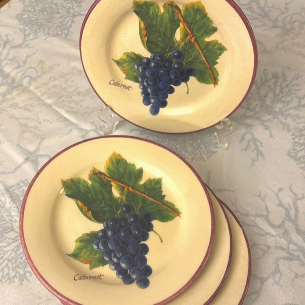 4 Williams-sonoma Cabernet Wine 8 3/4" Plates Made In Italy